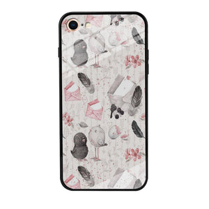 Motif Bird and Letter White iPhone 7 Case