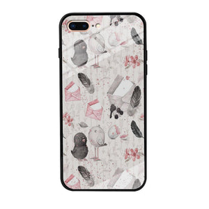 Motif Bird and Letter White iPhone 7 Plus Case