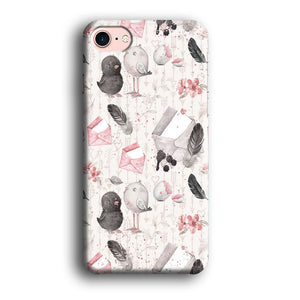 Motif Bird and Letter White iPhone 7 Case