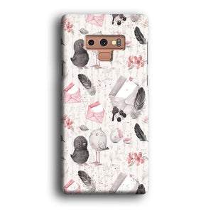 Motif Bird and Letter White Samsung Galaxy Note 9 Case