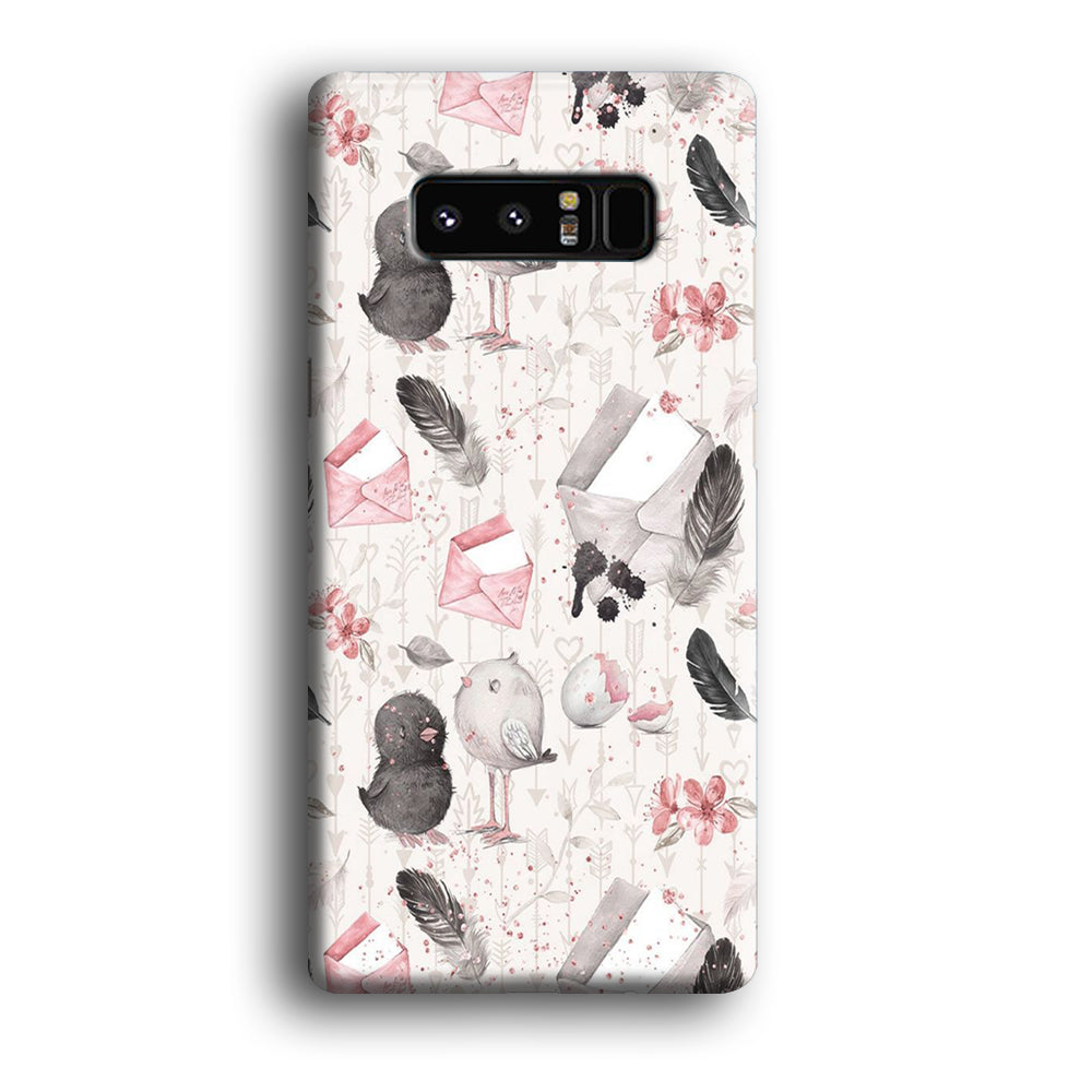 Motif Bird and Letter White Samsung Galaxy Note 8 Case