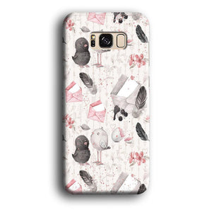 Motif Bird and Letter White Samsung Galaxy S8 Case