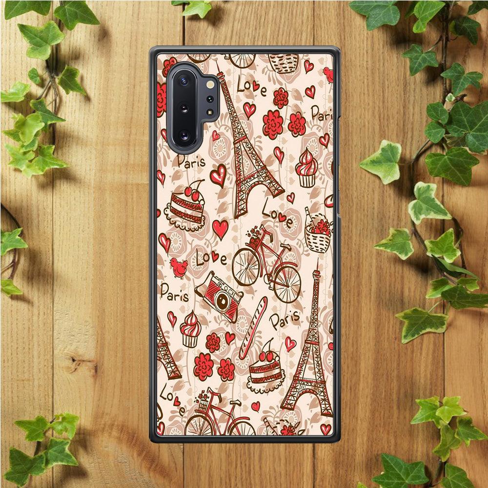 Motif Paris Love Samsung Galaxy Note 10 Plus Case-Rubber / White (2D Case)-Xtracase