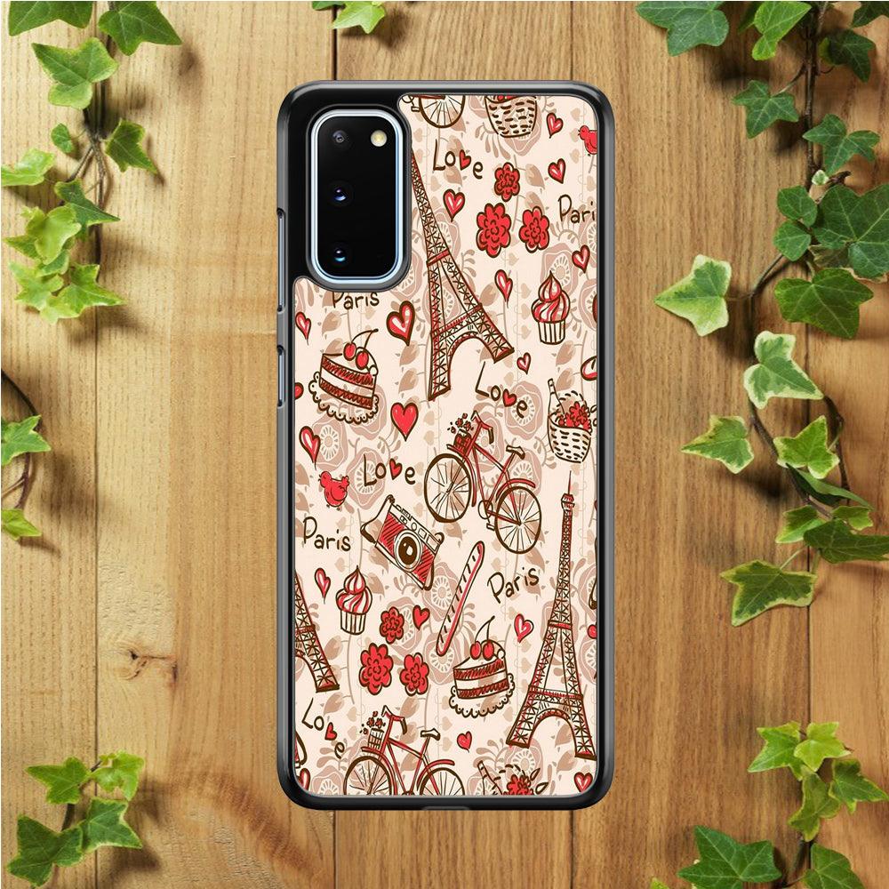 Motif Paris Love Samsung Galaxy S20 Case-Rubber / White (2D Case)-Xtracase