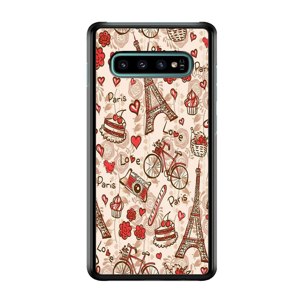 Motif Paris Love Samsung Galaxy S10 Case-Plastic / Full Wrap (3D Case)-Xtracase