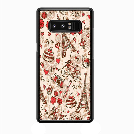 Motif Paris Love Samsung Galaxy Note 8 Case-Plastic / Full Wrap (3D Case)-Xtracase