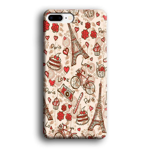 Motif Paris Love iPhone 8 Plus Case-Plastic / Full Wrap (3D Case)-Xtracase
