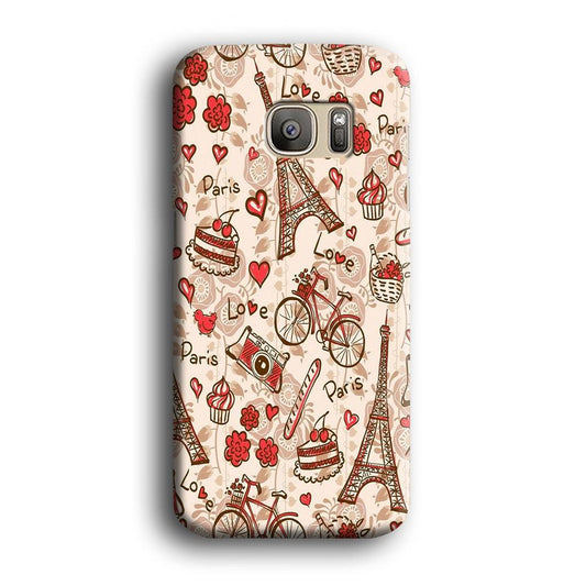 Motif Paris Love Samsung Galaxy S7 Edge Case-Plastic / Full Wrap (3D Case)-Xtracase