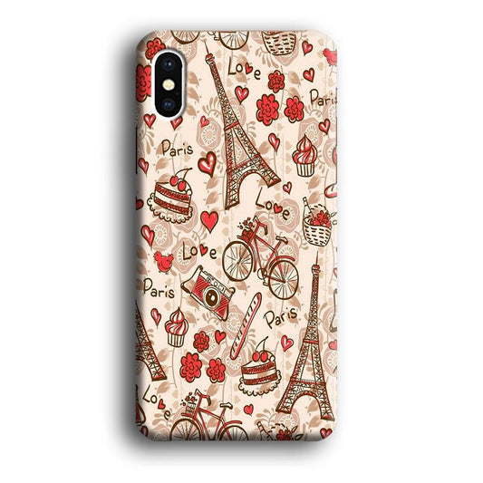 Motif Paris Love iPhone X Case-Plastic / Full Wrap (3D Case)-Xtracase