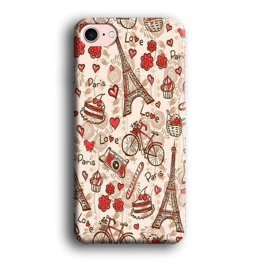 Motif Paris Love iPhone 8 Case-Plastic / Full Wrap (3D Case)-Xtracase