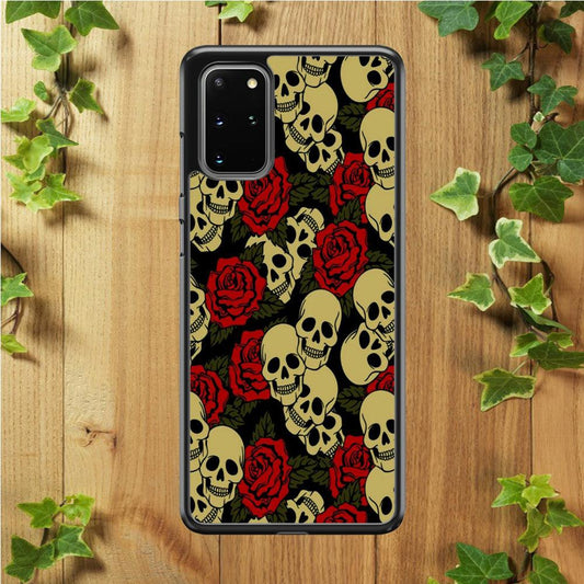 Motif Skull and Rose Samsung Galaxy S20 Plus Case-Plastic / Full Wrap (3D Case)-Xtracase
