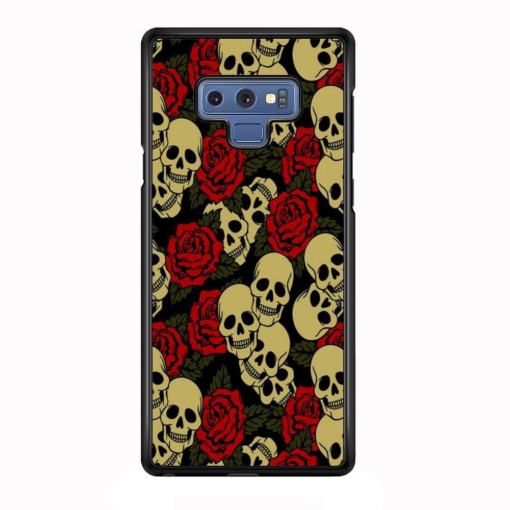 Motif Skull and Rose Samsung Galaxy Note 9 Case
