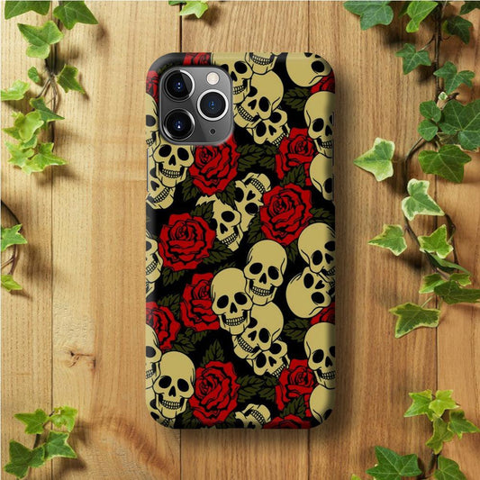 Motif Skull and Rose iPhone 11 Pro Max Case-Plastic / Full Wrap (3D Case)-Xtracase