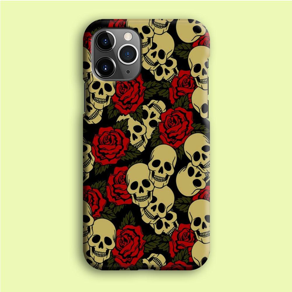 Motif Skull and Rose iPhone 12 Pro Case-Plastic / Full Wrap (3D Case)-Xtracase