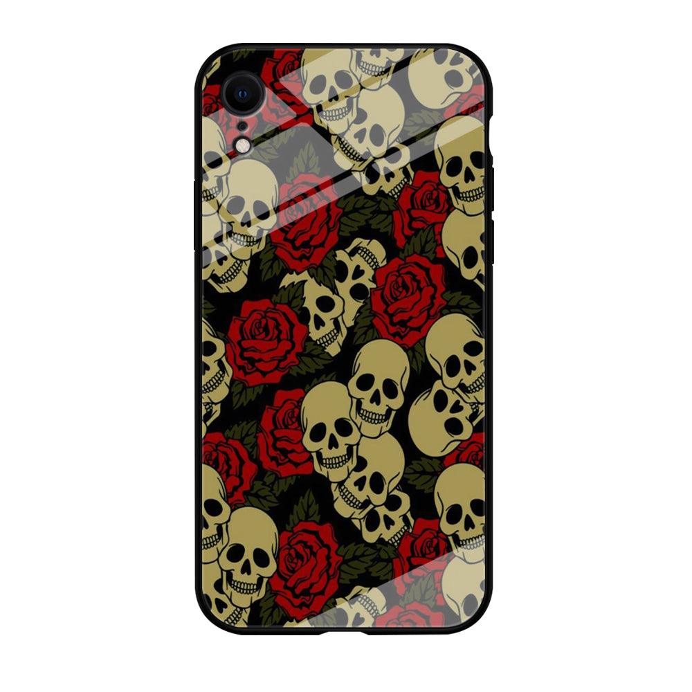 Motif Skull and Rose iPhone XR Case-Tempered Glass Case-Xtracase