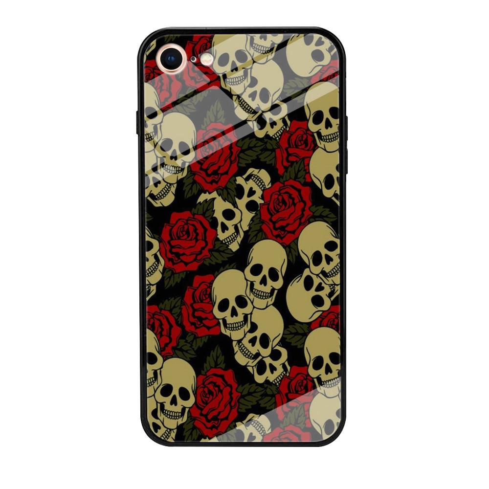 Motif Skull and Rose iPhone 7 Case-Tempered Glass Case-Xtracase