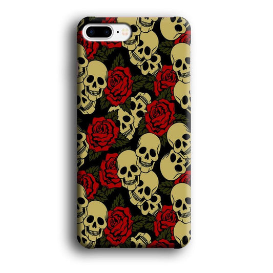 Motif Skull and Rose iPhone 8 Plus Case-Plastic / Full Wrap (3D Case)-Xtracase