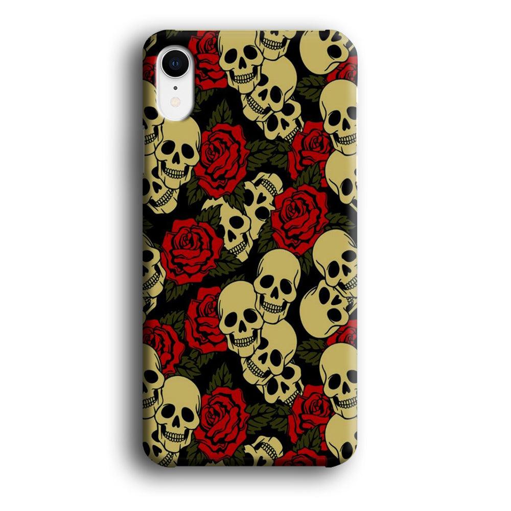 Motif Skull and Rose iPhone XR Case-Plastic / Full Wrap (3D Case)-Xtracase
