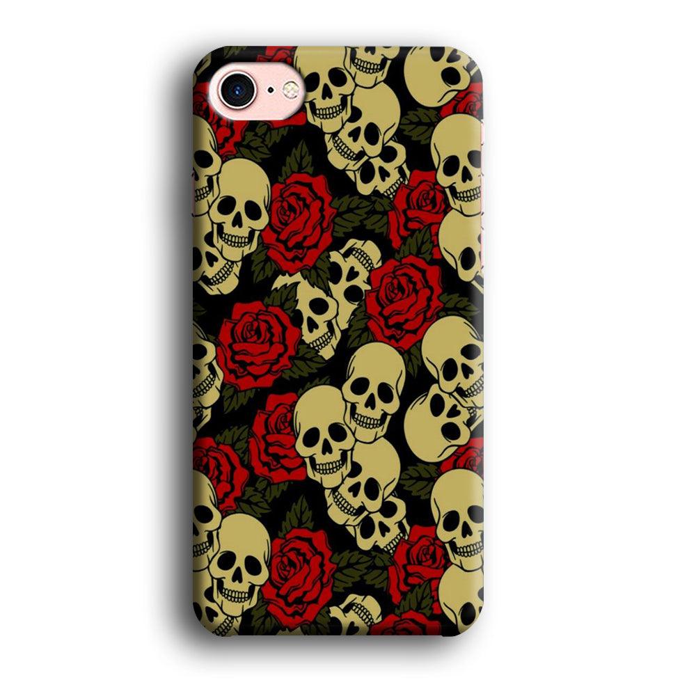 Motif Skull and Rose iPhone 7 Case-Plastic / Full Wrap (3D Case)-Xtracase