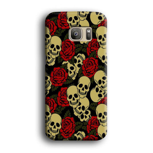Motif Skull and Rose Samsung Galaxy S7 Edge Case-Plastic / Full Wrap (3D Case)-Xtracase