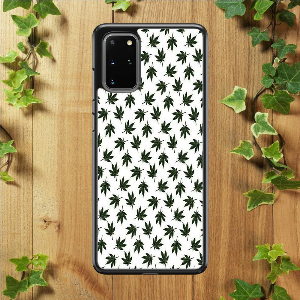 Motif Weed Samsung Galaxy S20 Plus Case-Rubber / White (2D Case)-Xtracase