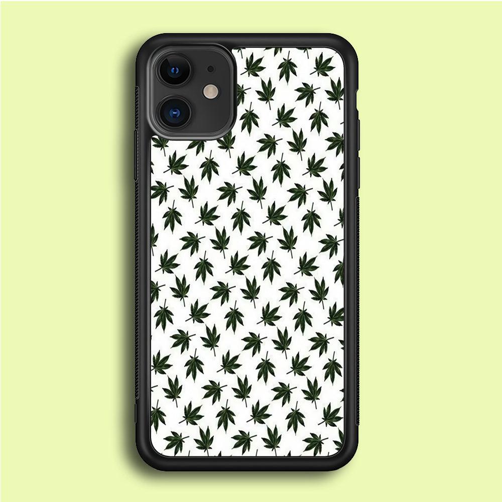Motif Weed iPhone 12 Case-Rubber / Black (2D Case)-Xtracase