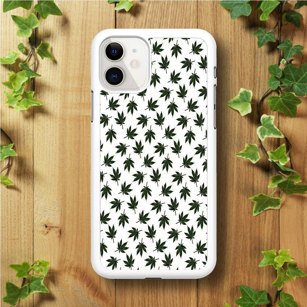 Motif Weed iPhone 11 Case-Rubber / White (2D Case)-Xtracase