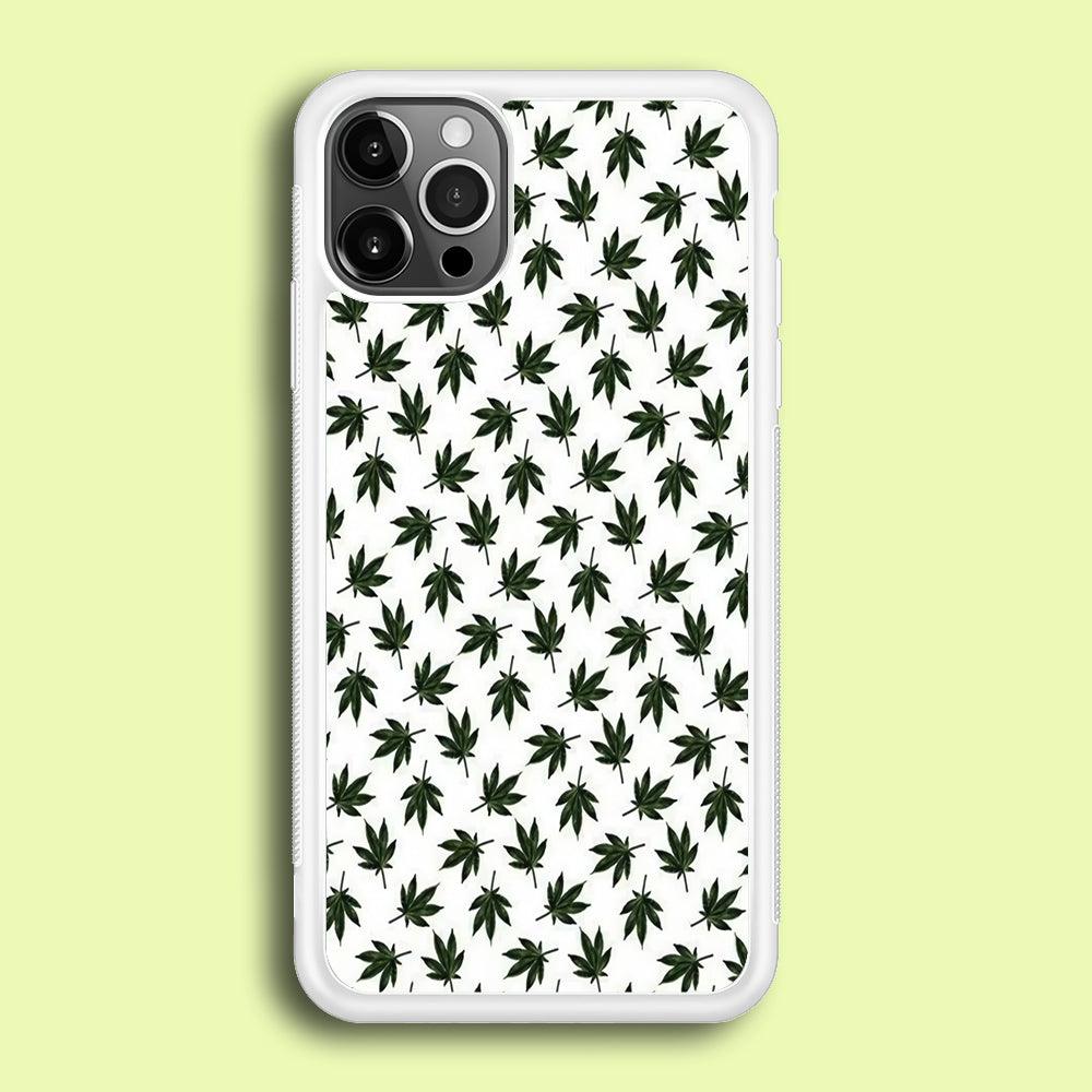 Motif Weed iPhone 12 Pro Case-Rubber / White (2D Case)-Xtracase