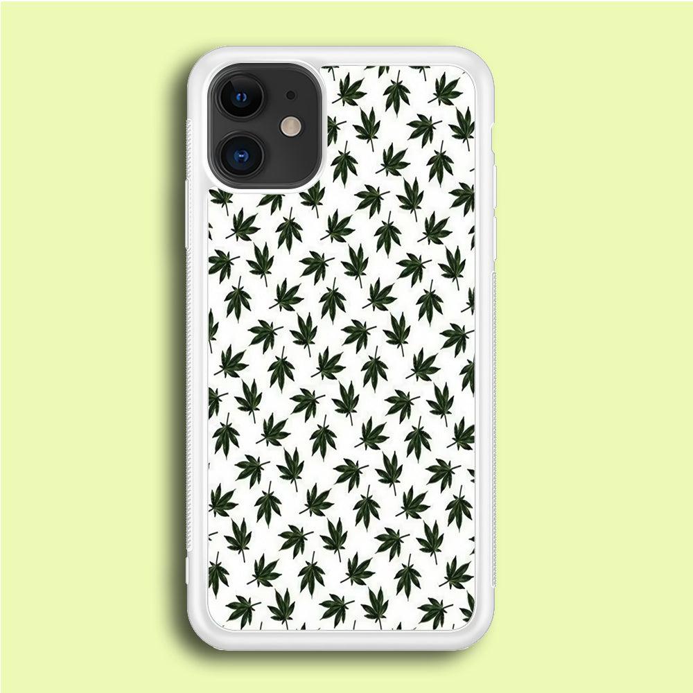 Motif Weed iPhone 12 Case-Rubber / White (2D Case)-Xtracase