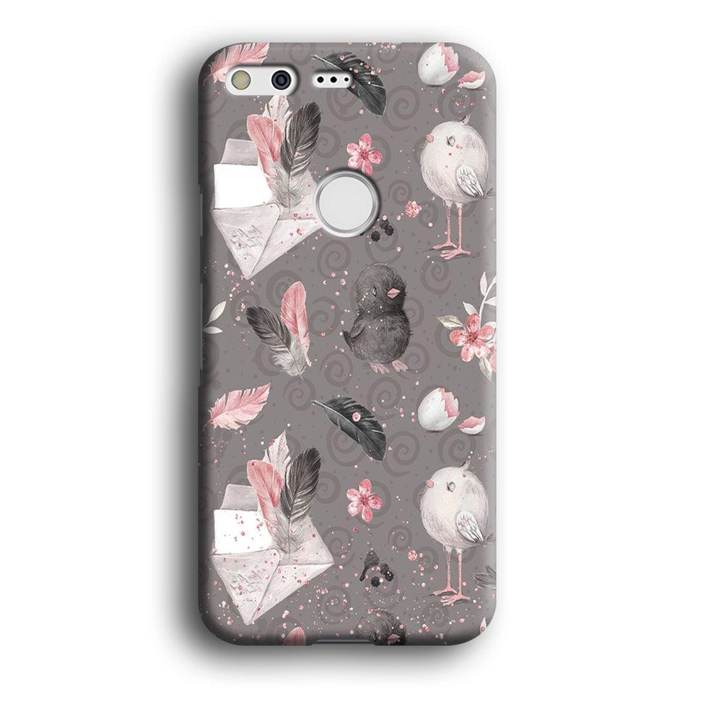 Motif Bird and Letter Grey Google Pixel XL 3D Case-Xtracase