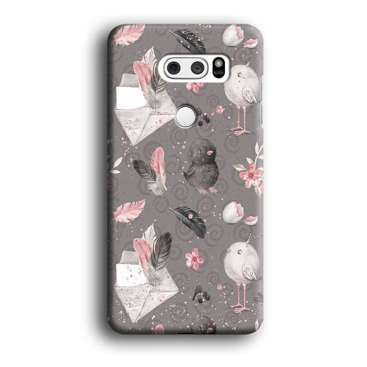 Motif Bird and Letter Grey LG V30 3D Case-Xtracase