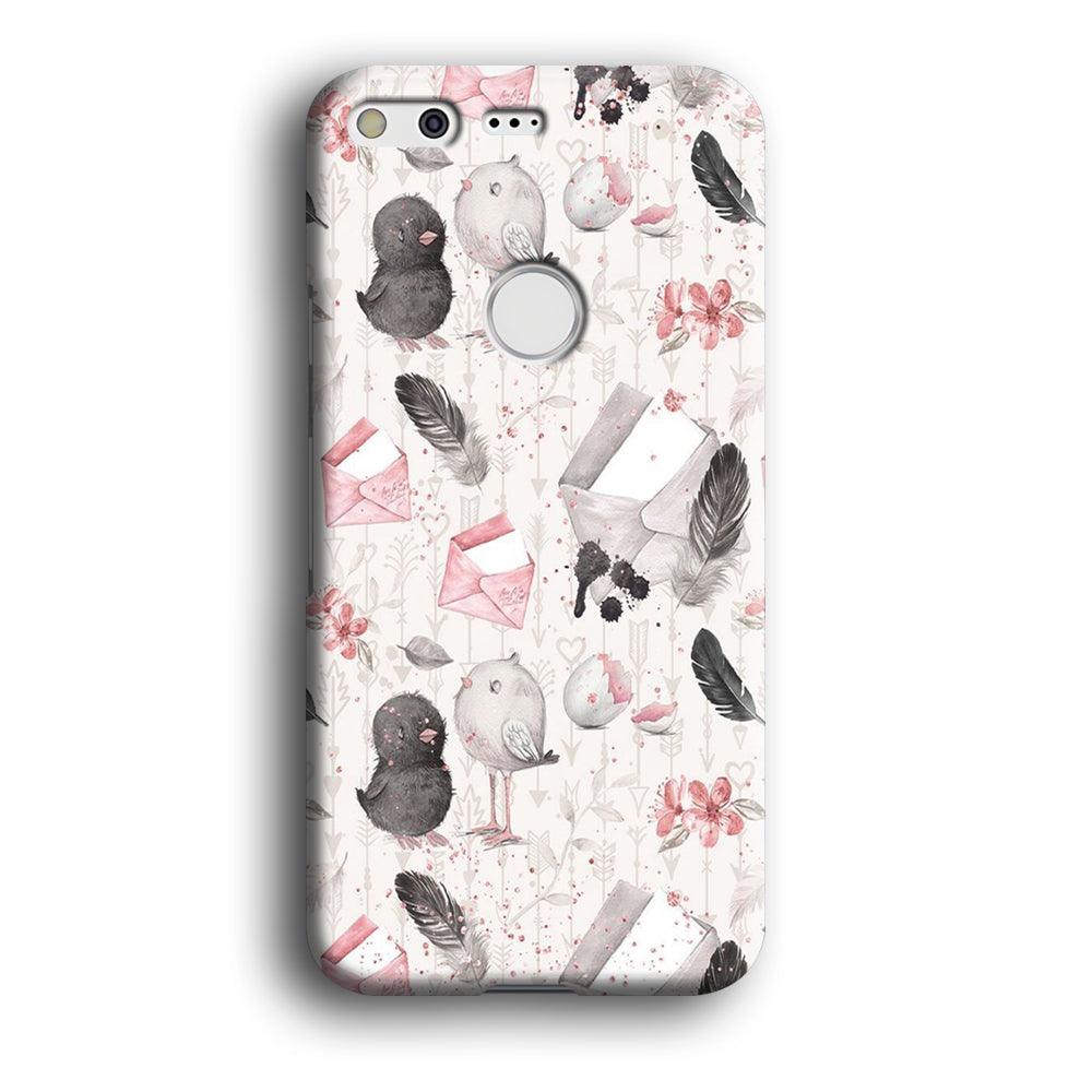 Motif Bird and Letter White Google Pixel XL 3D Case-Xtracase