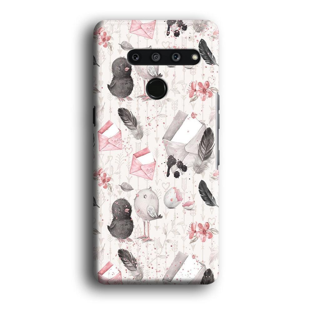 Motif Bird and Letter White LG V50 3D Case-Xtracase
