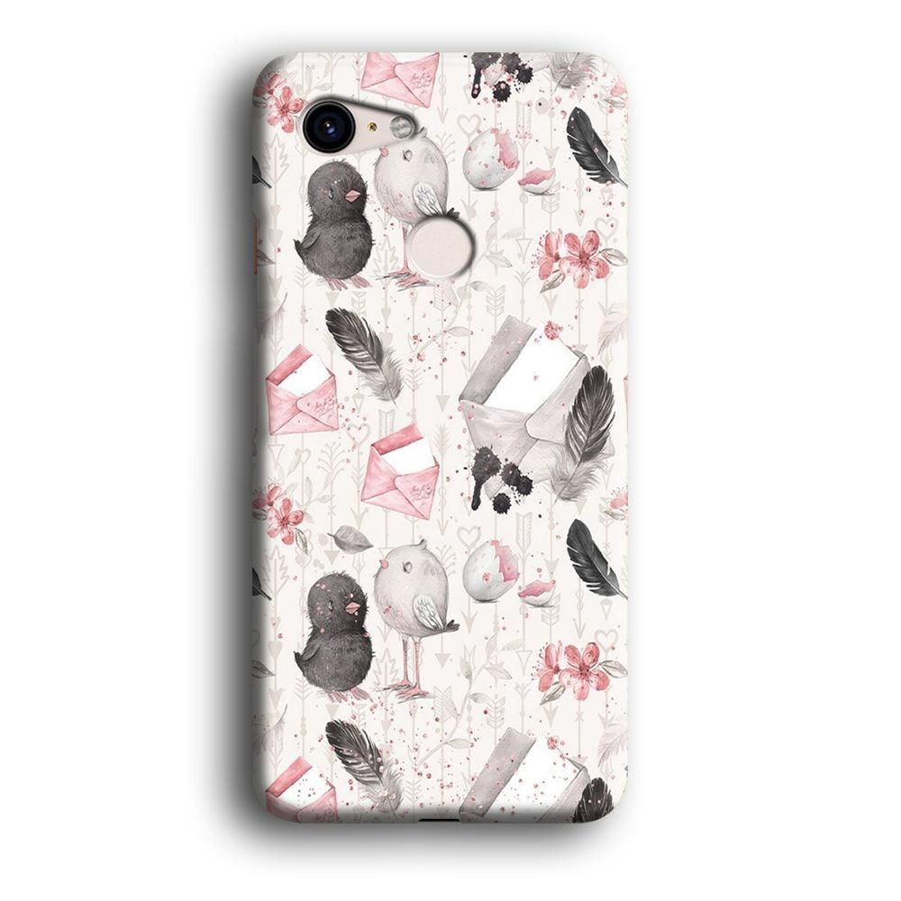 Motif Bird and Letter White Google Pixel 3 XL 3D Case-Xtracase