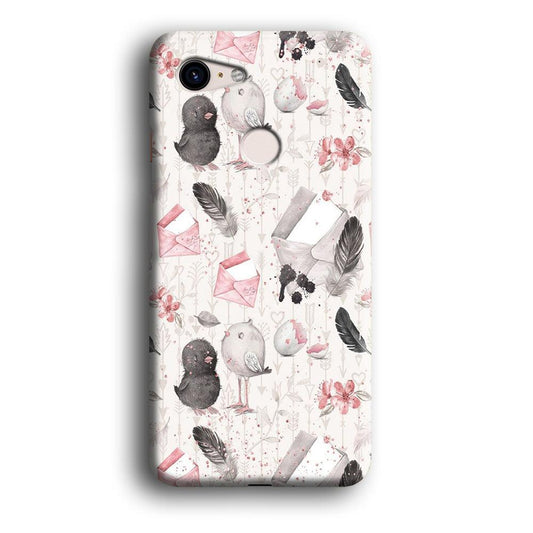 Motif Bird and Letter White Google Pixel 3 3D Case-Xtracase