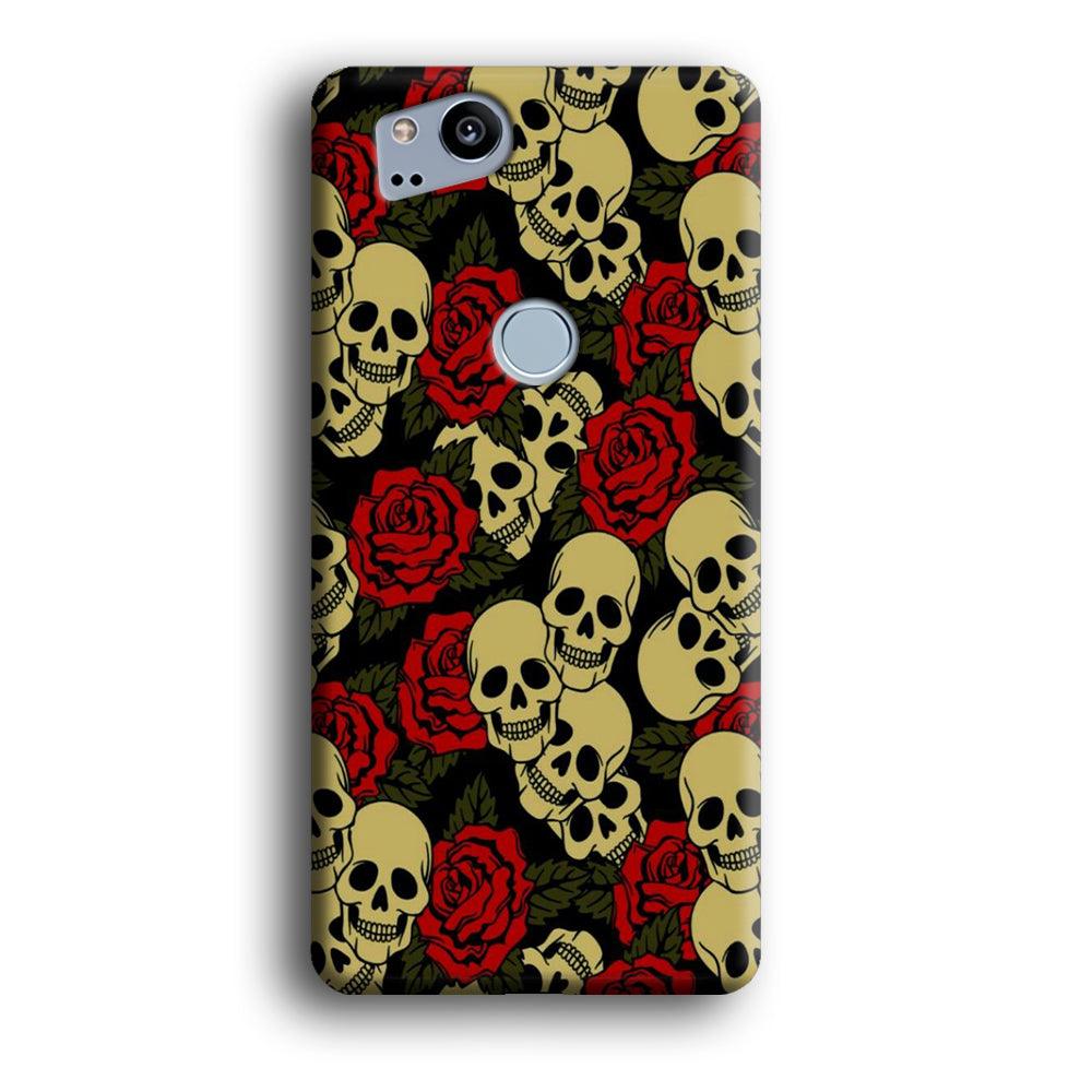 Motif Skull and Rose Google Pixel 2 3D Case-Xtracase