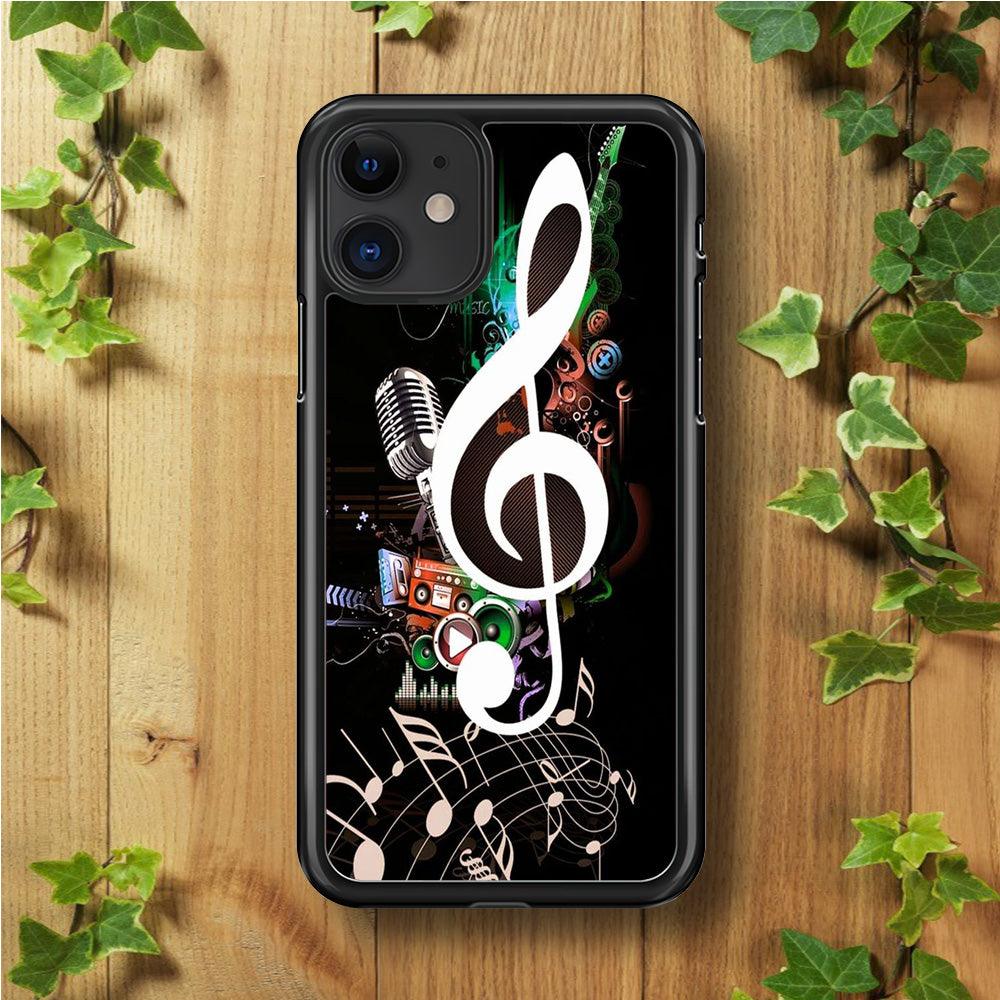 Music Art Colorfull 005 iPhone 11 Case-Rubber / White (2D Case)-Xtracase