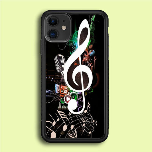 Music Art Colorfull 005 iPhone 12 Case-Rubber / Black (2D Case)-Xtracase