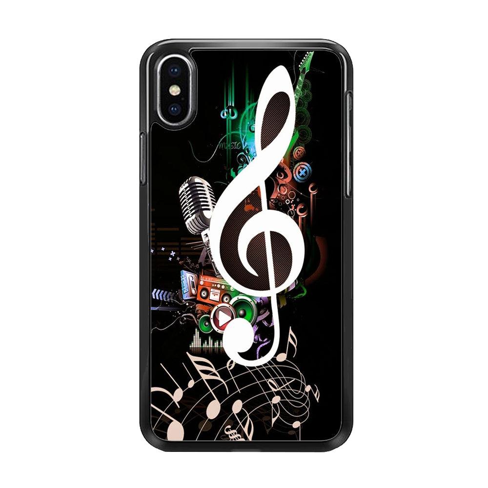 Music Art Colorfull 005 iPhone Xs Case-Rubber / Black (2D Case)-Xtracase