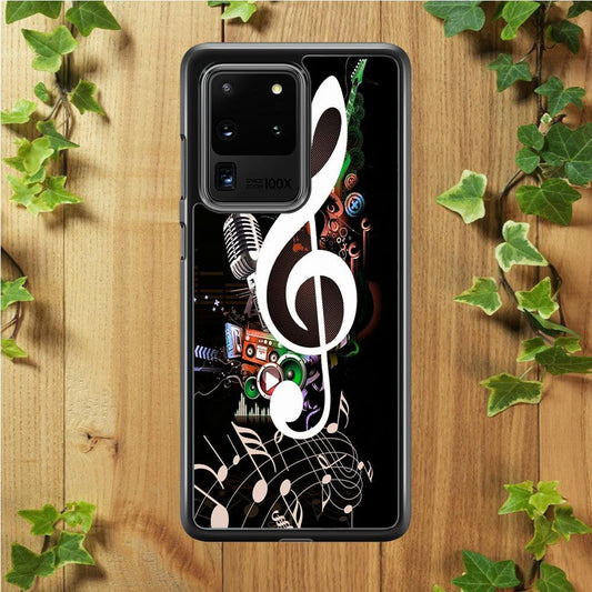 Music Art Colorfull 005 Samsung Galaxy S20 Ultra Case-Rubber / White (2D Case)-Xtracase