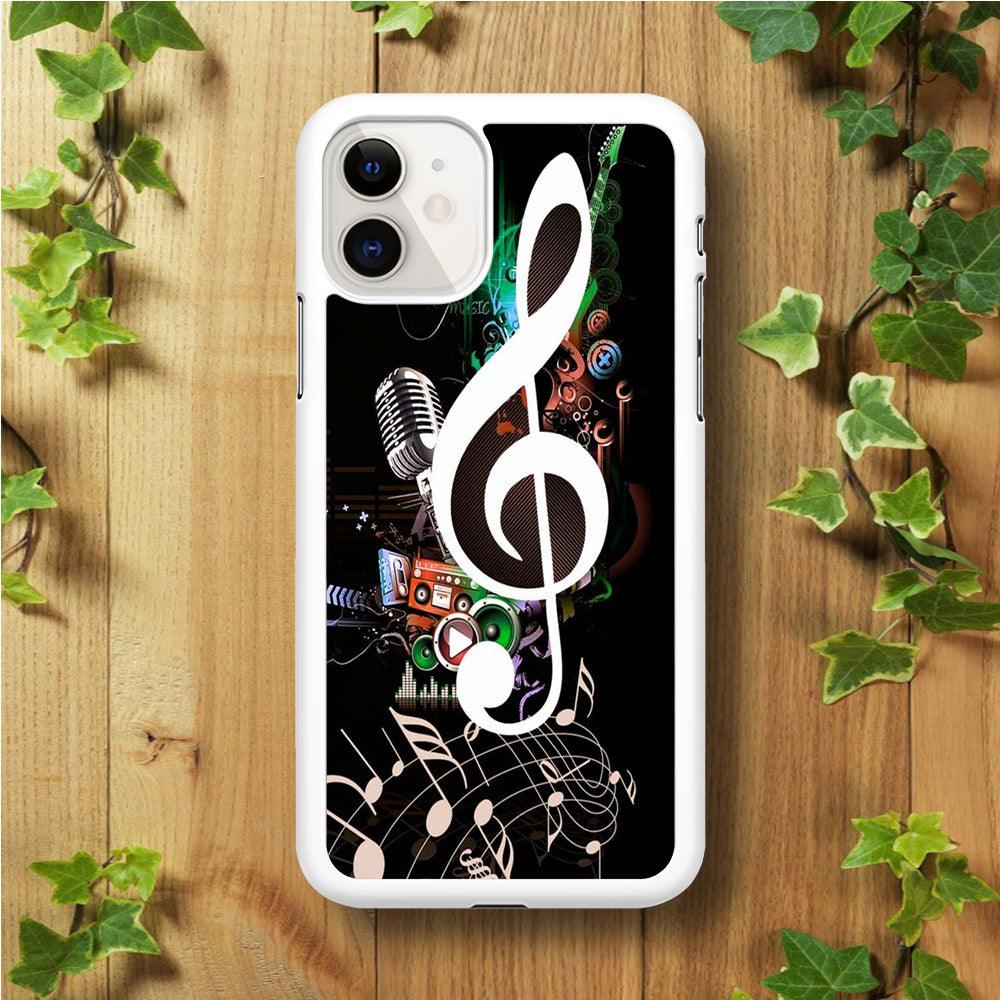 Music Art Colorfull 005 iPhone 11 Case-Rubber / Black (2D Case)-Xtracase