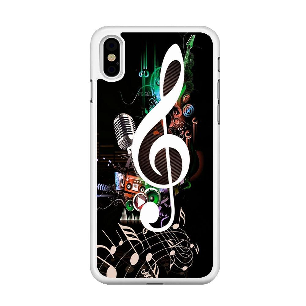 Music Art Colorfull 005 iPhone Xs Case-Rubber / White (2D Case)-Xtracase