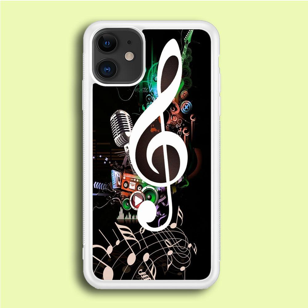 Music Art Colorfull 005 iPhone 12 Case-Rubber / White (2D Case)-Xtracase