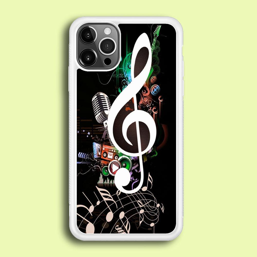 Music Art Colorfull 005 iPhone 12 Pro Case-Rubber / White (2D Case)-Xtracase
