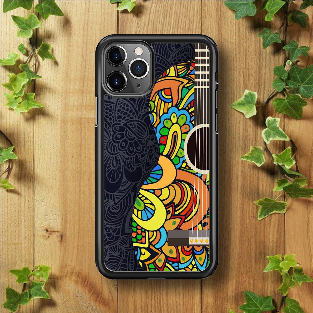 Music Guitar Art 001 iPhone 11 Pro Max Case-Rubber / Black (2D Case)-Xtracase