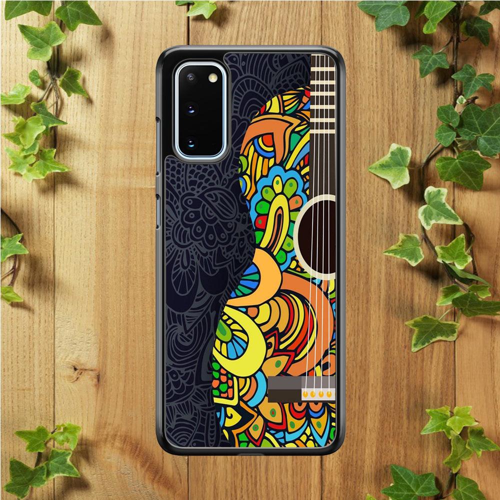 Music Guitar Art 001 Samsung Galaxy S20 Case-Rubber / White (2D Case)-Xtracase