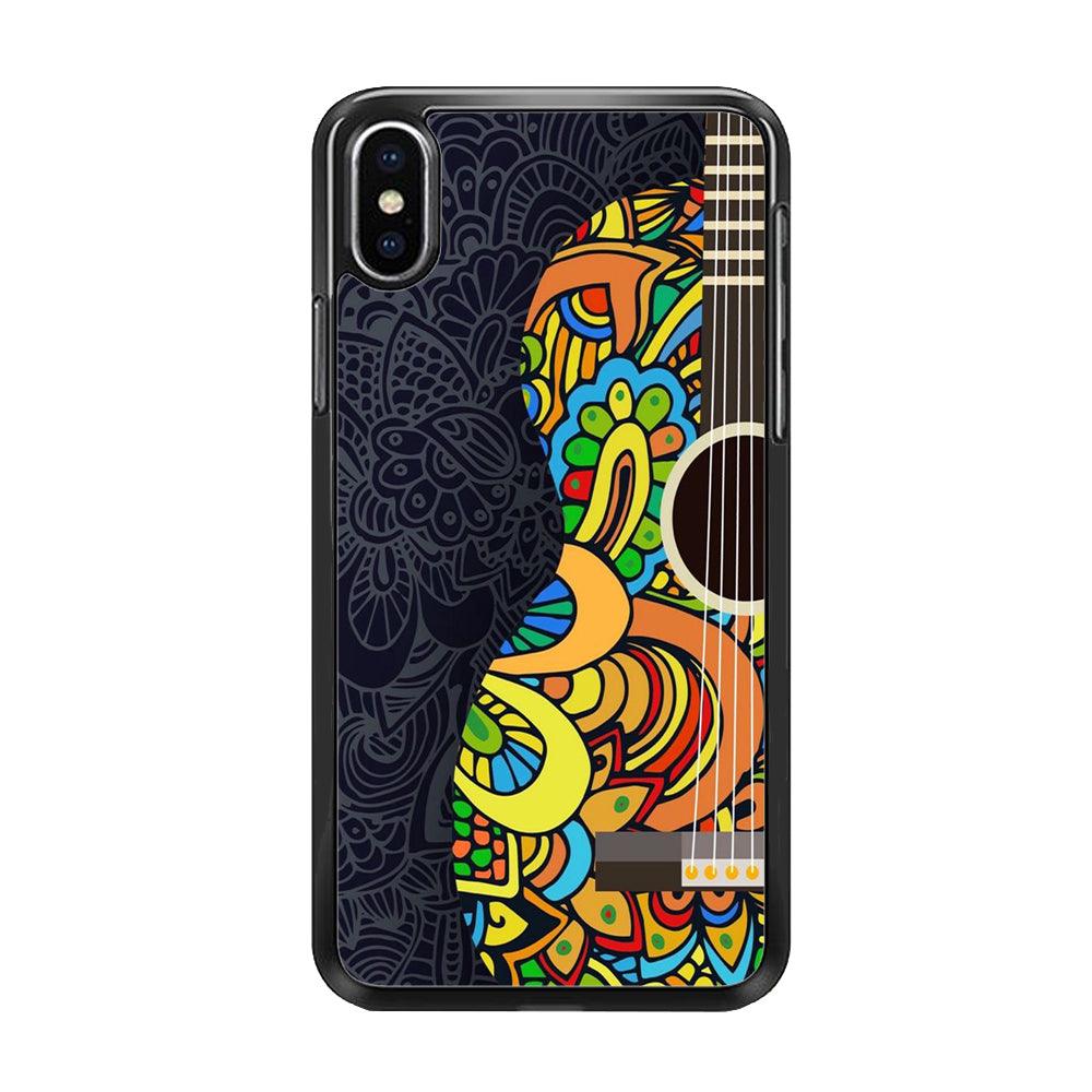 Music Guitar Art 001 iPhone Xs Case-Rubber / Black (2D Case)-Xtracase
