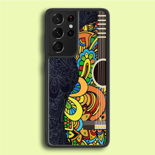Music Guitar Art 001 Samsung Galaxy S21 Ultra Case-Rubber / Black (2D Case)-Xtracase