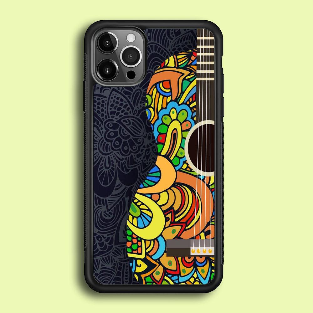 Music Guitar Art 001 iPhone 12 Pro Case-Rubber / Black (2D Case)-Xtracase