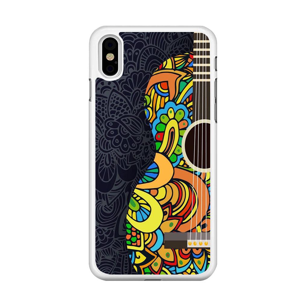 Music Guitar Art 001 iPhone Xs Case-Rubber / White (2D Case)-Xtracase